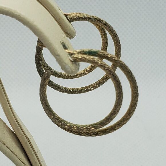 Vintage Gold Tone Double Hoop Earrings  - Picture 3 of 4